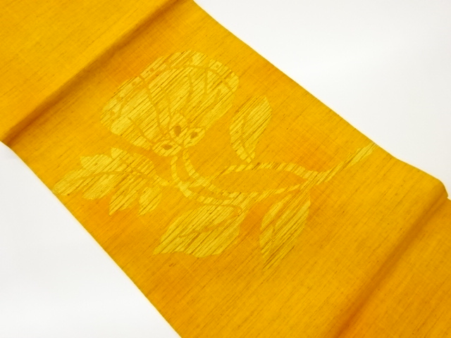 JAPANESE KIMONO / VINTAGE HIRAKI NAGOYA OBI / TSUMUGI / WOVEN FLOWER